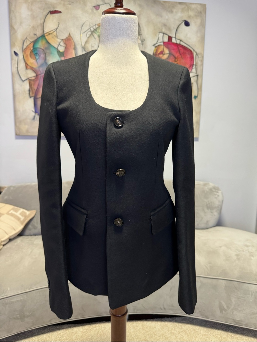 Bottega Veneta Black Sculpted Peplum Blazer Jacket IT 38